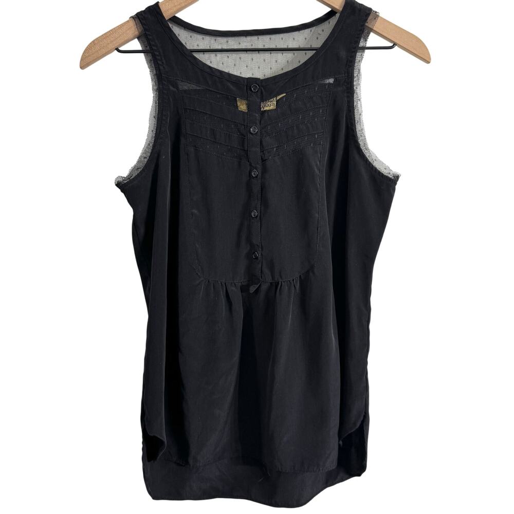 Princess Vera Wang Black Polka Dot Lace Insert Tank Top Size Small